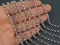 Ювелирная цепочка ролло (шопард) для создания бижутерии (украшений). Покрытие - родий. Размер звена - 5х1.5 мм, замкнуто. Диаметр внутри звена - 3.5 мм. Цена указана за отрезки 50 и 100 см.
, фото №163658