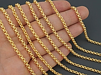 Ювелирная цепочка ролло (шопард) для создания бижутерии (украшений). Покрытие - золото 14К. Размер звена - 3.5х1.5 мм, не замкнуто. Диаметр внутри звена - 2 мм. Цена указана за 20 см. При покупке от 2 мерок, вы получаете 40, 60 и другие отрезки, кратные 20 см, одним отрезком.
, фото №163662