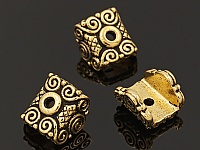 Шапочка для подвески (кулона) "Мираж", цвет "античное золото" (94-5621-26). Покрытие - 22 К золото. Диаметр отверстия 1.3 мм. Тиерракаст (США). Цена за шт. 