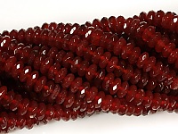 Граненые бусины красного агата (тонированный халцедон). Диаметр отверстия 1 мм. Размеры, вес, длина нити и количество бусин на нити указаны примерно.
