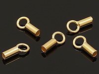 Зажим - концевик для тросика или шнура. Покрытие - золото. Диаметр отверстия 1.2 мм. Диаметр отверстия петельки 1.7 мм.  Цена указана за 2 шт.
