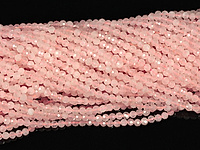Граненые бусины розового кварца, каменный бисер. Диаметр отверстия 0.4 мм. Размеры бусин и вес усреднены, длина нити указана примерно.