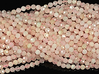 Граненые бусины морганита (розовый берилл). Диаметр отверстия 0.6 мм. Размеры, длина и количество бусин на нити указаны примерно.
