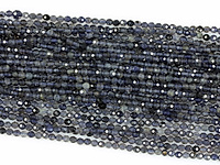 Граненые бусины иолита, каменный бисер. Диаметр отверстия 0.4 мм. Цена указана за одну нить. Длина нити указана усредненная.