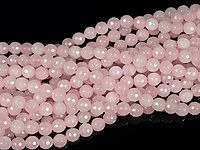 Граненые бусины розового кварца. Диаметр отверстия 1 мм. Размеры, вес, длина и количество бусин указаны примерно.
